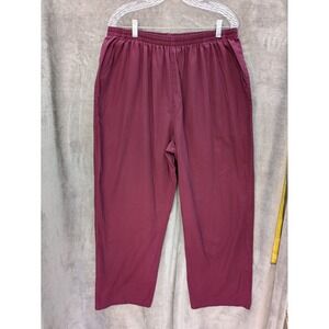 Medical Scrub Pants Women's 2X Plus Size Burgundy Wine Elastic Waist Workwear